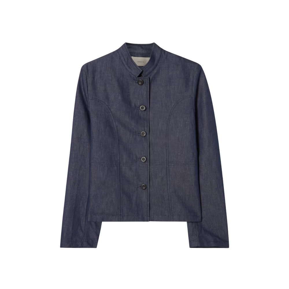 Jeanerica Virginia Indigo Linen Jacket Women Blue Collar Button Up NWT $488 XS